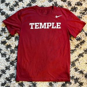 Nike Temple Owls Crimson Dri-Fit Short Sleeve T Shirt. Size Medium. 🦉